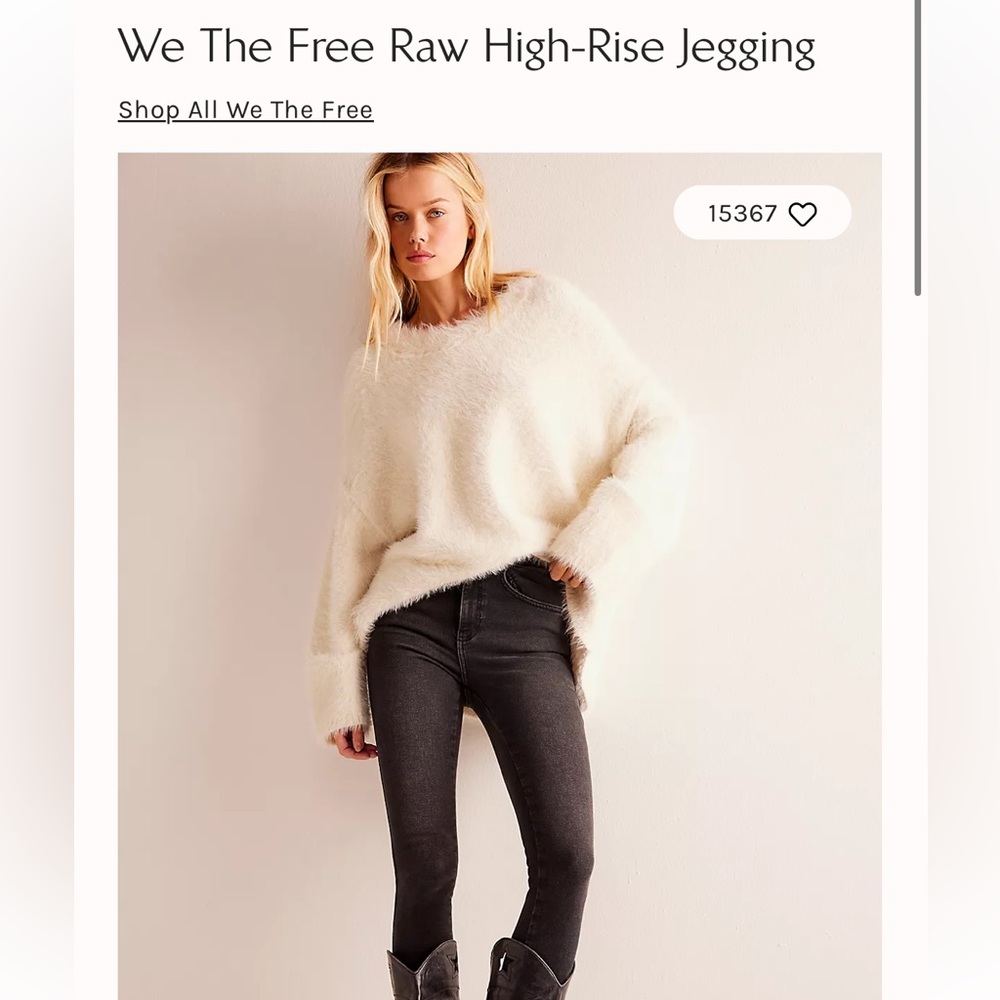 NWOT We The Free Raw High-Rise Jegging / Size 28